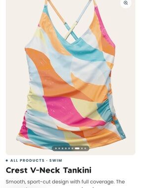 NWT Nani swimwear V-Neck Tankini in Multicolor Swirl